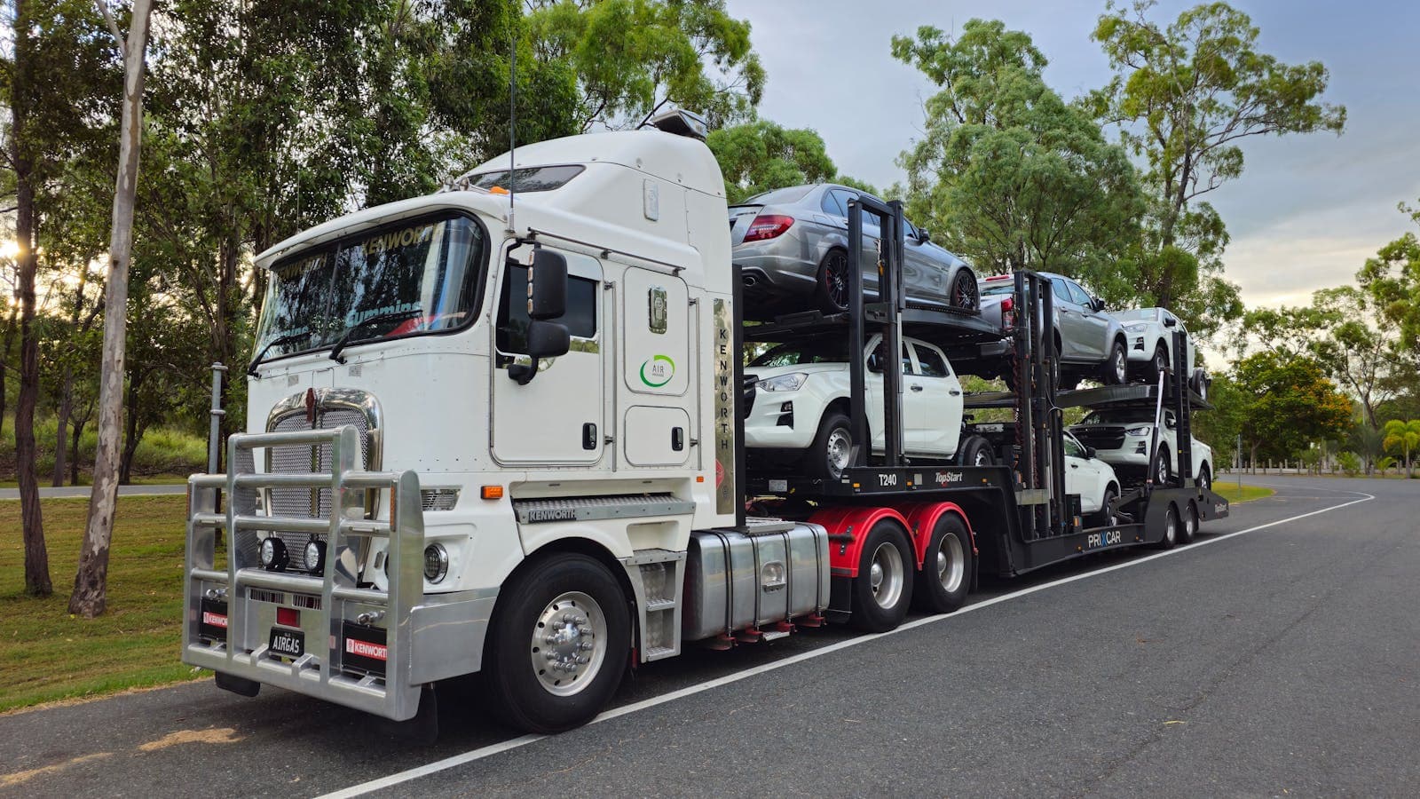 Car carrier truck transporting vehicles on the highway